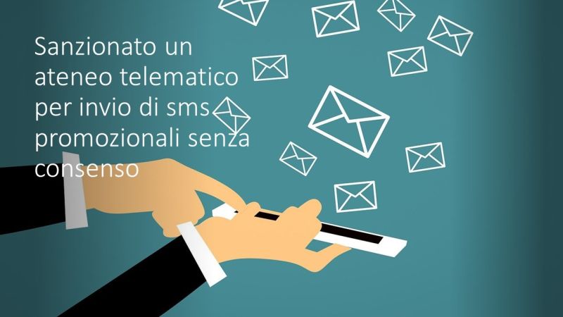 Sanzione ateneo telematico invio sms senza consenso